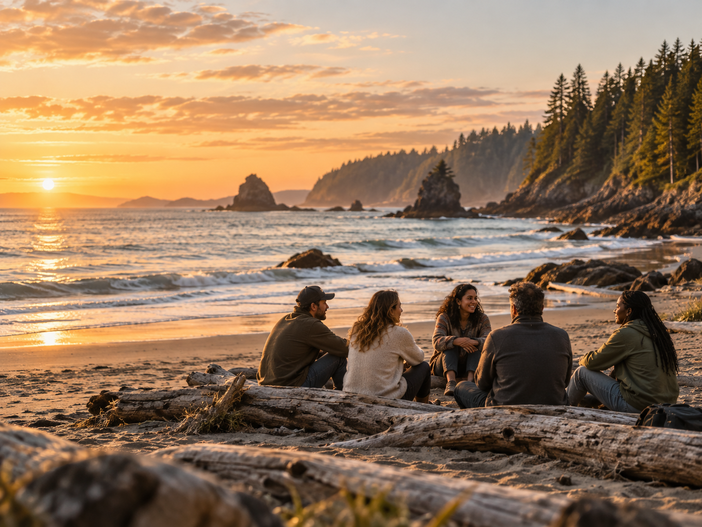 Calm Pacific Northwest coastal landscape