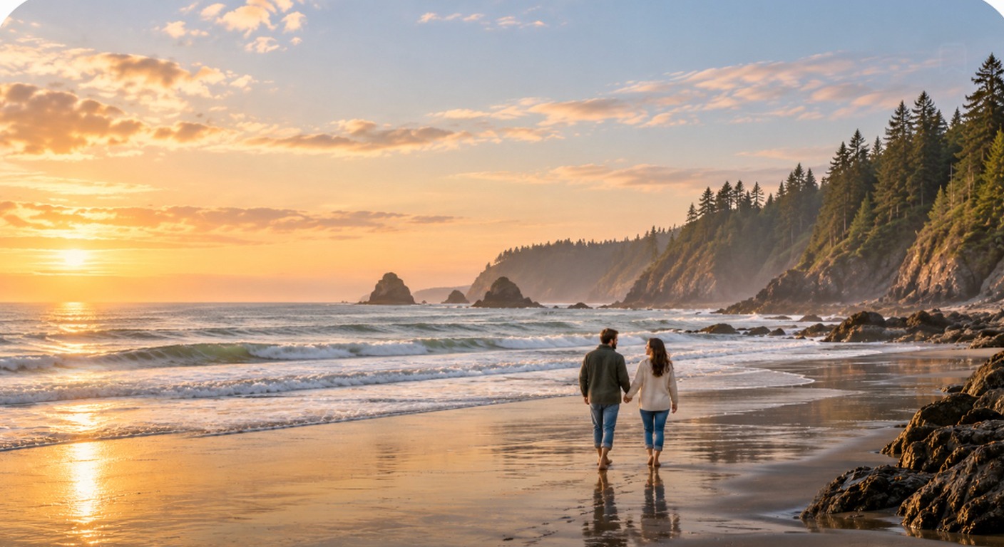 Calm Pacific Northwest coastal landscape