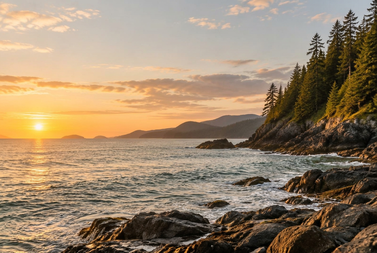 Calm Pacific Northwest coastal landscape